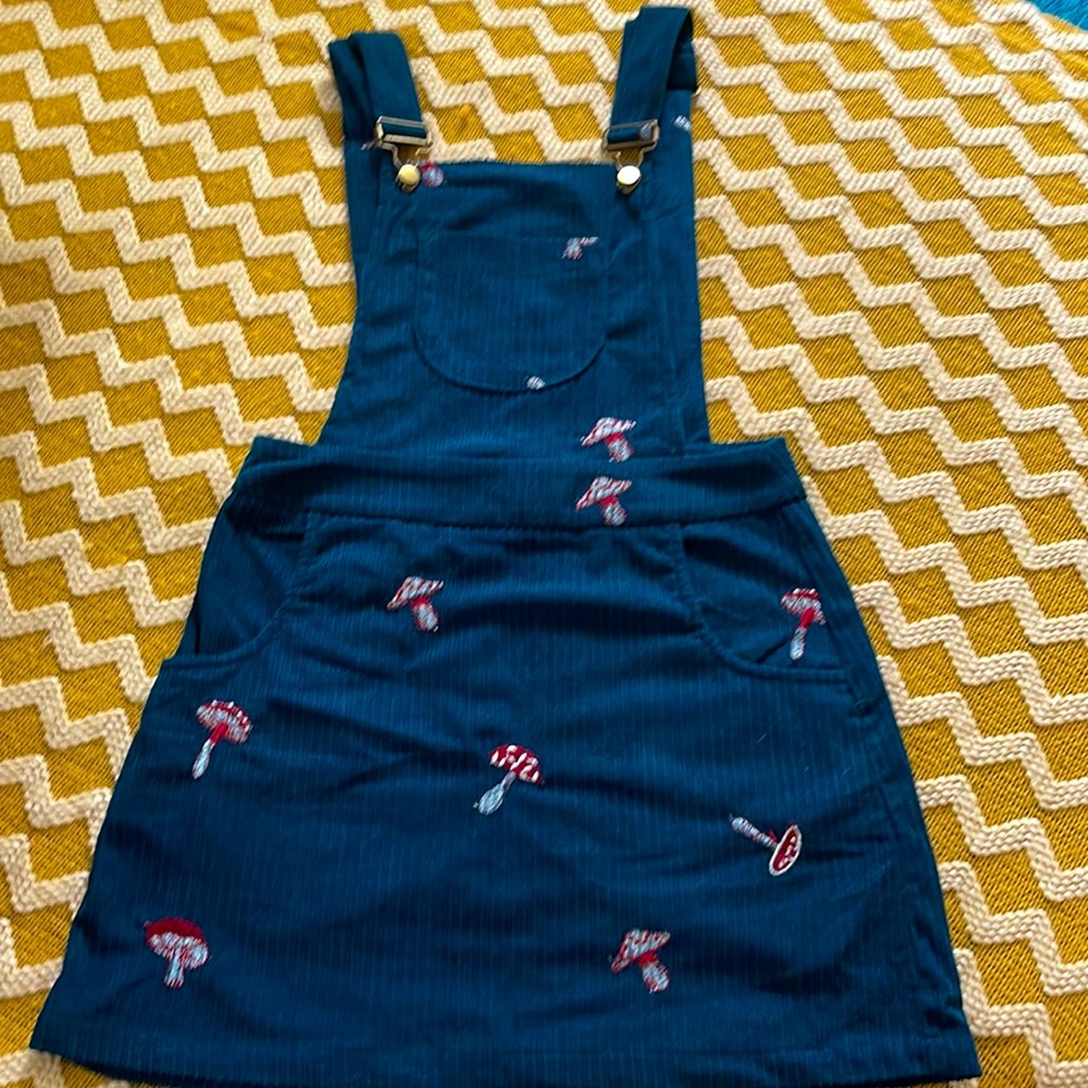 Cider Pinafore corduroy mushroom print overall dress